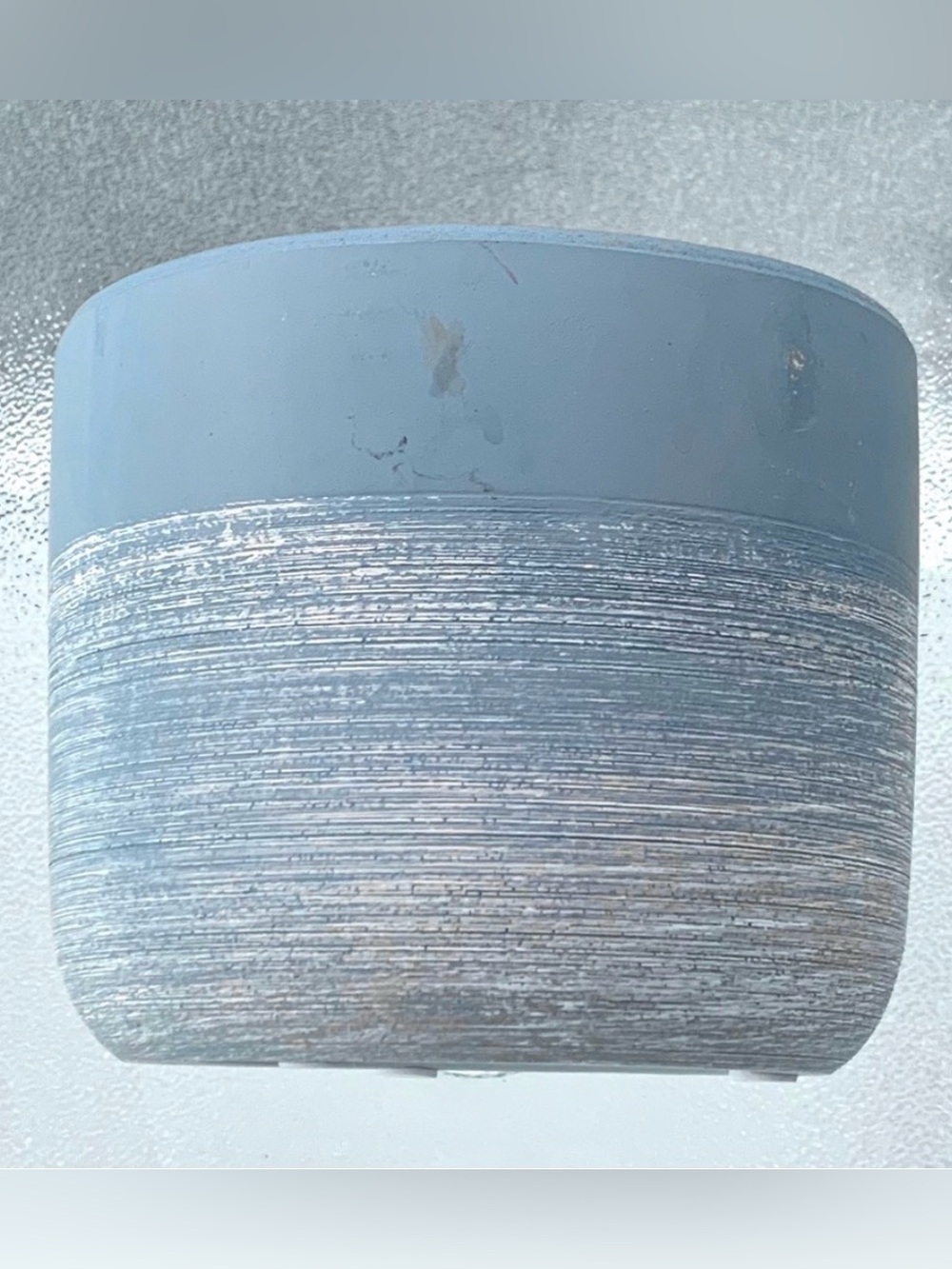 Dusty Blue Whitewashed Round Ceramic Plant Flower Pot, 5"x4" - Picture 3 of 5